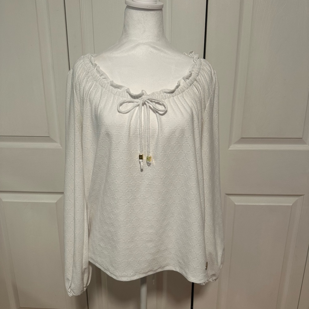 Michael Kors White Blouse with Tie Detail